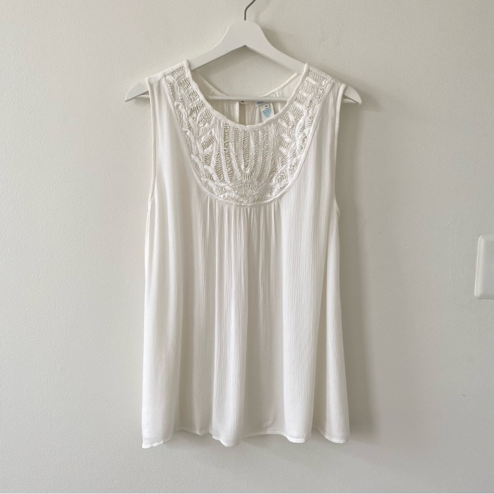 Sundance Women’s Neckline Detail Sleeveless Top Off White
